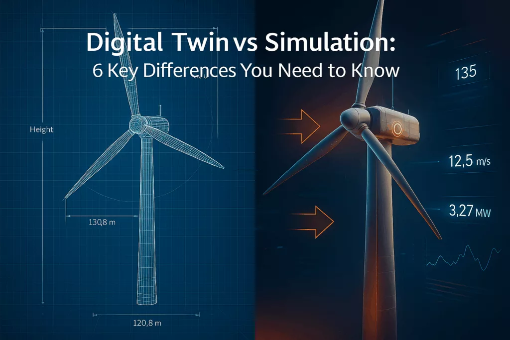 digital twin vs simulation, highlighting the difference in real-time data flow
