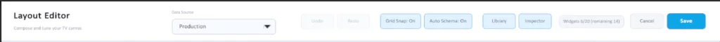 Layout editor top bar menu